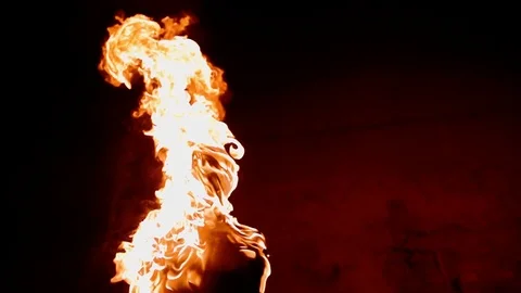 Fire Flames Igniting And Burning - Slow Motion. Dummy burns in slow motion. Stock Footage