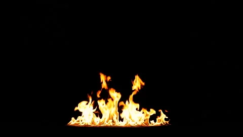 Fire Flames Igniting And Burning - Slow Motion. A line of real flames ignites Stock Footage 142065392