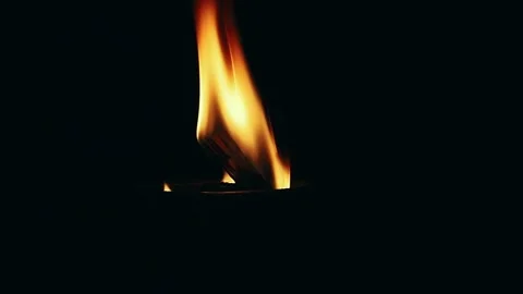Fire Flames Igniting And Burning. Real flames ignite on a black background. Stock Footage 274953816