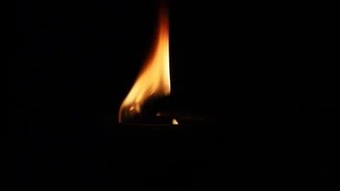 Fire Flames Igniting And Burning. Real flames ignite on a black background. Stock Footage 287860299