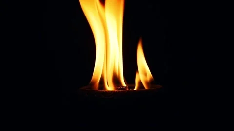 Fire Flames Igniting And Burning. Real flames ignite on a black background. Stock Footage 303766924