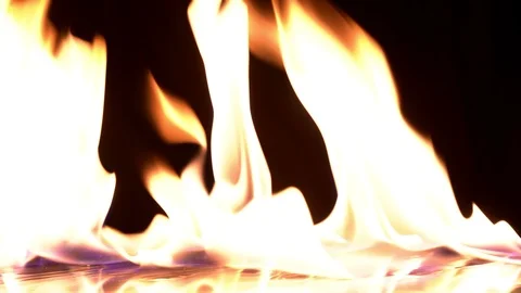 Fire Flames Igniting And Burning.Real fire , A line of real flames ignite Stock Footage 108460373