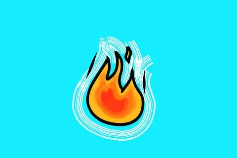 Fire flames illustration on turquoise background Stock Illustration
