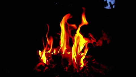 Fire flames isolated on black background, movement of fire flames Stock-Footage 296003802
