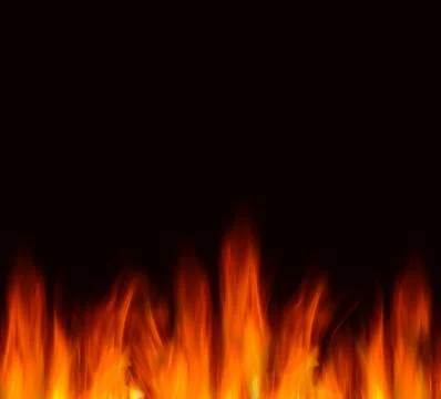 Fire flames isolated on black background Stock Photos
