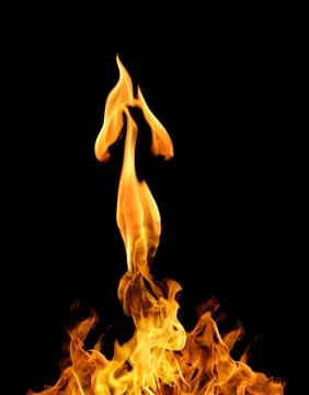 Fire flames isolated on black background Stock Photos