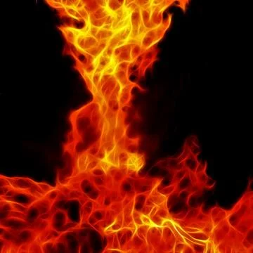Fire flames, isolated on black background, fractal image Stock Photos