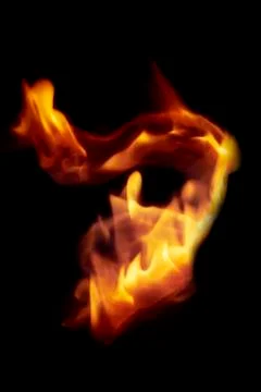 Fire flames isolated on black background Stock Photos