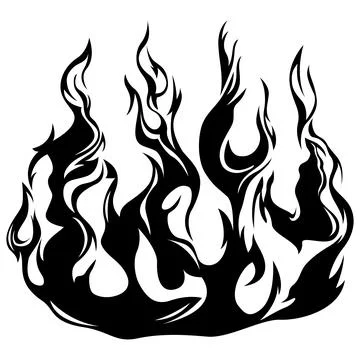 Fire flames isolated on white background. Tribal tattoo design isolate on white. Illustrazione stock