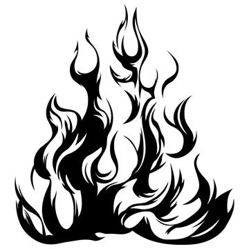 Fire flames isolated on white background. Tribal tattoo design isolate on white. Illustrazione stock