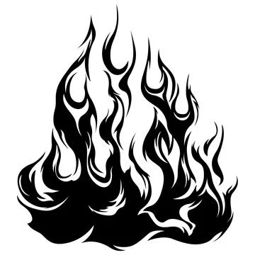 Fire flames isolated on white background. Tribal tattoo design isolate on white. Illustrazione stock