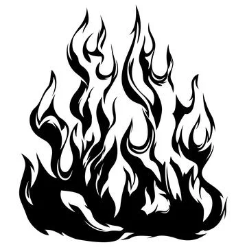 Fire flames isolated on white background. Tribal tattoo design isolate on white. Illustrazione stock