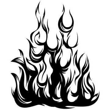 Fire flames isolated on white background. Tribal tattoo design isolate on white. Illustrazione stock
