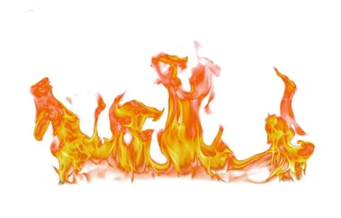 Fire flames isolated on white background. Foto stock