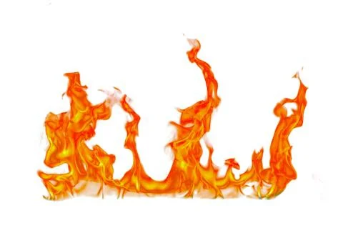 Fire flames isolated on white background. Stock Photos