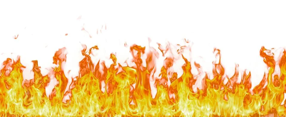 Fire flames isolated on white background. Stock Photos