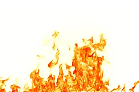 Fire flames isolated on white background. Stock Photos