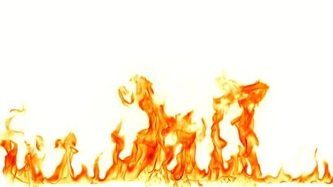 Fire flames isolated on white background. Stock Photos