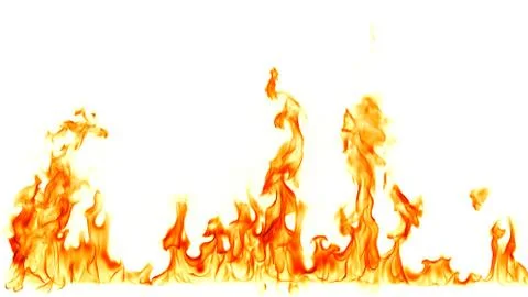 Fire flames isolated on white background. Stock Photos
