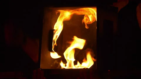 Fire flames in magic experiment in 4k slow motion 60fps Vídeo Stock 169787475