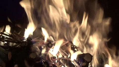 Fire flames in motion. Bonfire Stock Footage 123363814