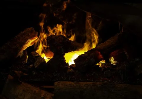 Fire flames moving in fire disasters of nature, detail Stock Photos