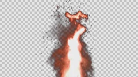 Fire flames in the night, close up, Alpha Channel Stock Footage