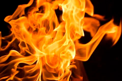 Fire flames at night Stock Photos