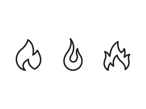 Fire flames outline icon set Stock Illustration