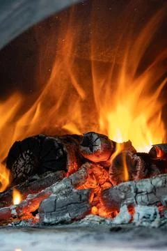 Fire Flames in a Oven Stock Photos