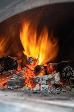 Fire Flames in a Oven Stock Photos
