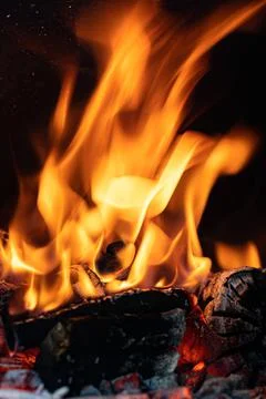Fire Flames in a Oven Stock Photos
