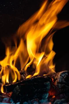 Fire Flames in a Oven Stock Photos