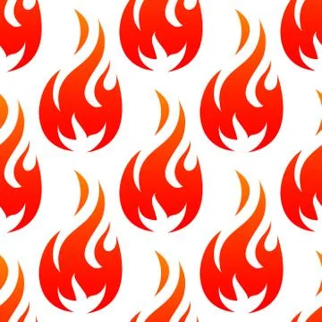 Fire flames with red blaze seamless pattern Stock Illustration