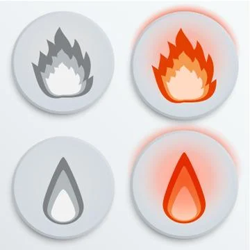Fire flames red, set icons, vector illustration Illustrazione stock