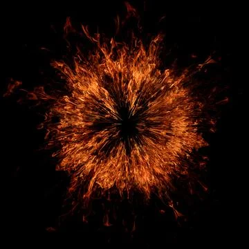 Fire flames on ring. Round frame with burning and sparks. Circular border wit 스톡 사진