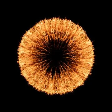 Fire flames on ring. Round frame with burning and sparks. Circular border wit 스톡 사진