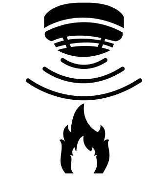 Fire flames sensor icon on white background. Smoke alarm system sign. Stock Illustration