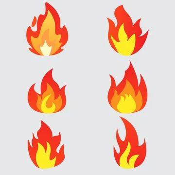 Fire flames set on background Stock Illustration