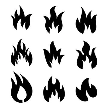 Fire flames, set icons, vector illustration Stock Illustration