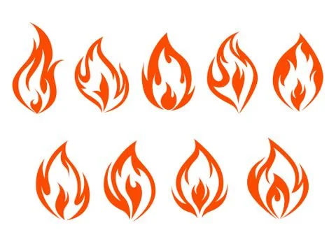 Fire flames set Illustrazione stock