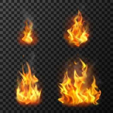 Fire flames set Иллюстрация