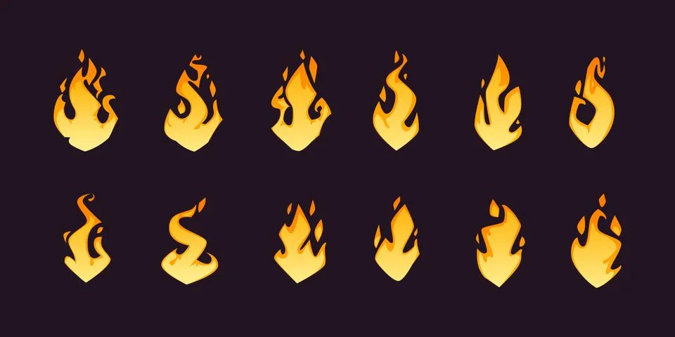 Fire Flames Set Stock Illustration