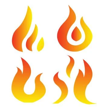 Fire flames, set Logo design inspiration burning inferno igniting icon Stock Illustration