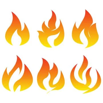 Fire flames, set Logo, inspiration burning inferno igniting icon vector Stock Illustration