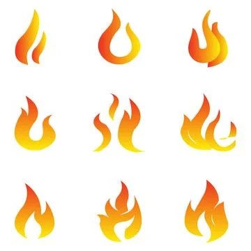 Fire flames, set Logo, inspiration burning inferno igniting vector Stock Illustration