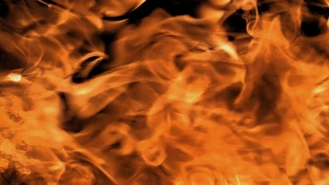 Fire flames in slow motion against a black background Video stock 122156839