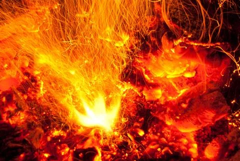 Fire flames with sparks Stock Photos