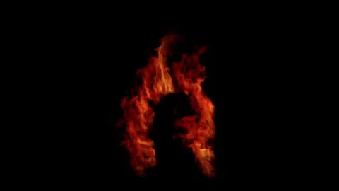 Fire flames spreading door frame motion isolated black backgrounds Vídeos de archivo 331700076