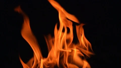 Fire flames in super slow motion isolated on black. Stock Footage 119915354